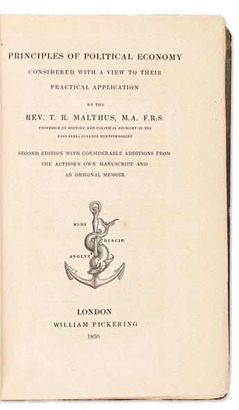 [Economics] Malthus, Thomas Robert (1766-1834) Principles of Political Economy, Two Early Editions.